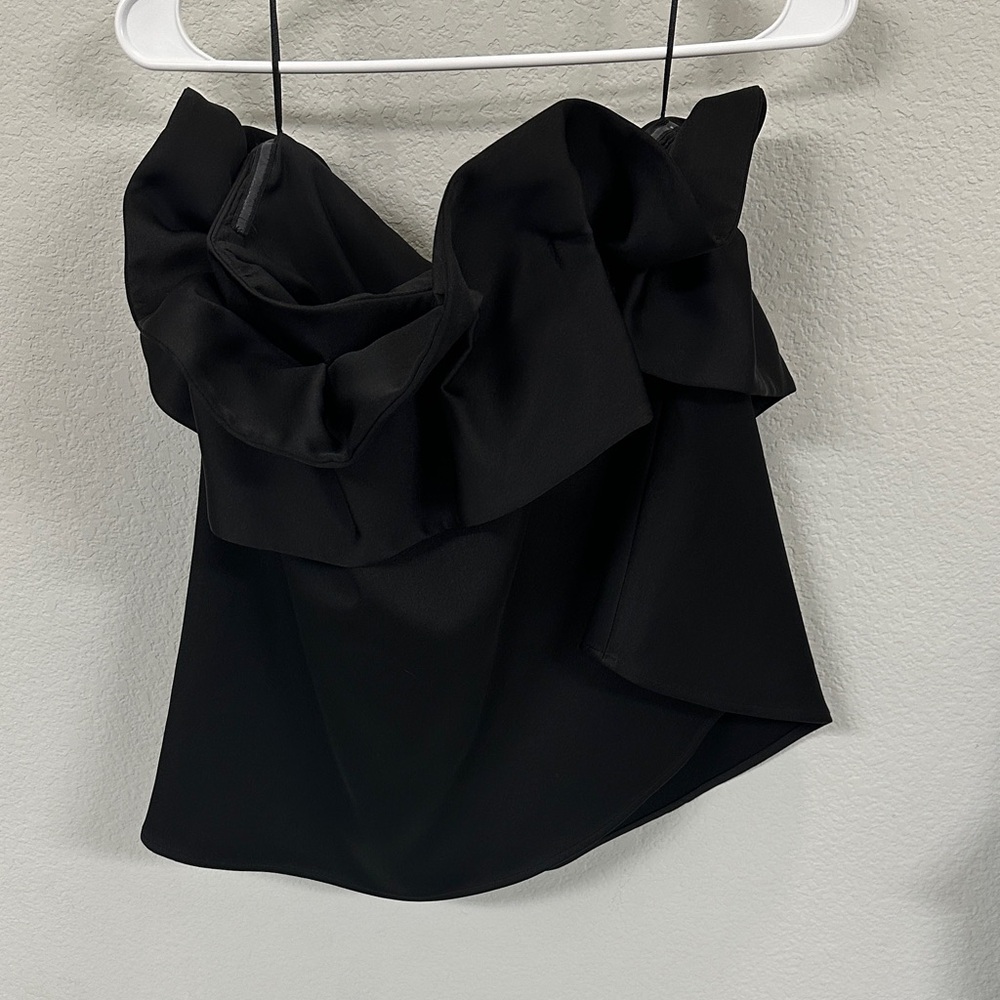 C/MEO Collective Black Strapless Ruffle Top